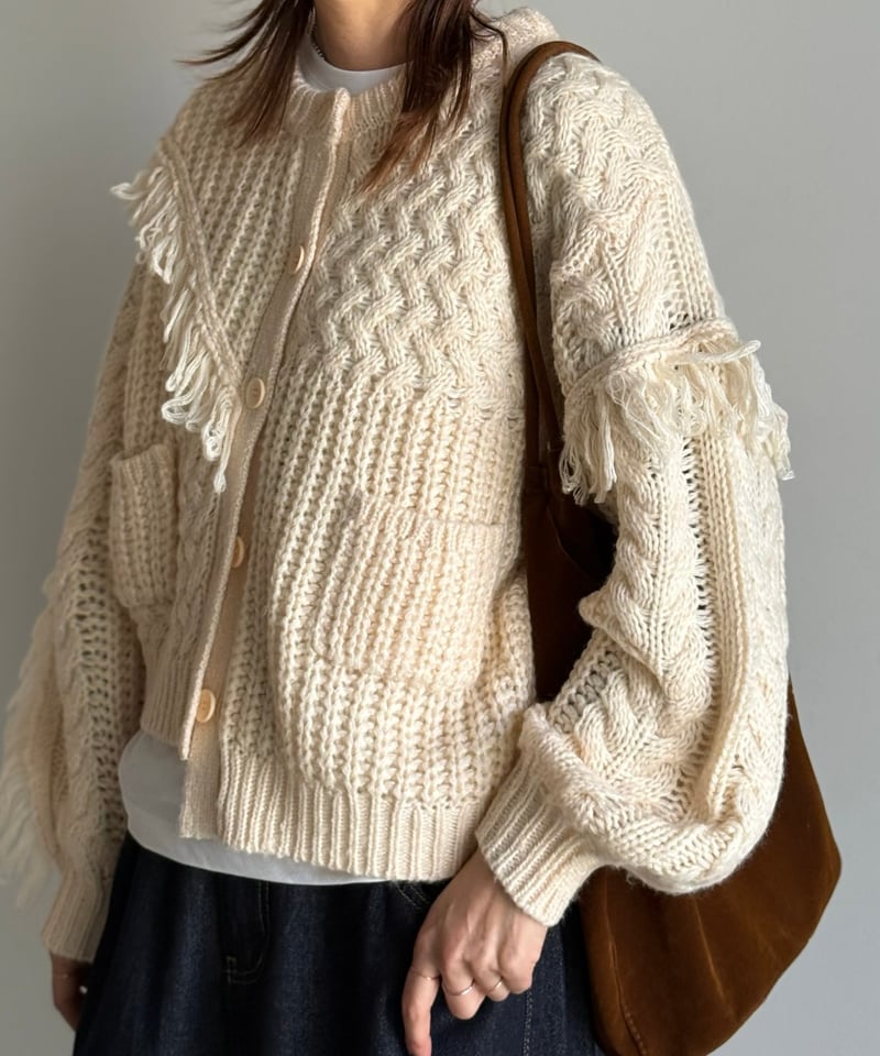 fringe knit cardigan | ARULLE