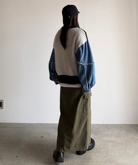 military cargo long skirt