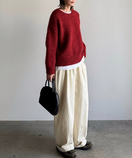 mix color crew neck knit