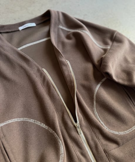 color stitch zip cardigan