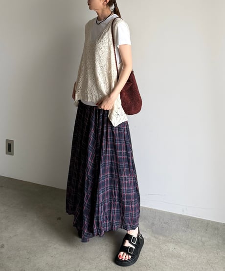tartan check crinkle skirt