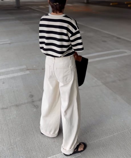 wide straight white denim