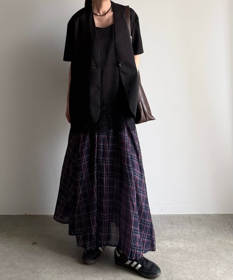 tartan check crinkle skirt