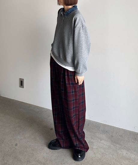 denim collar polo sweat