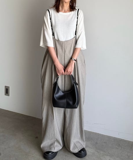 herringbone suspender wide pants