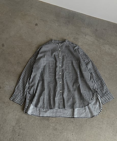 stand collar boyish shirt〈check〉