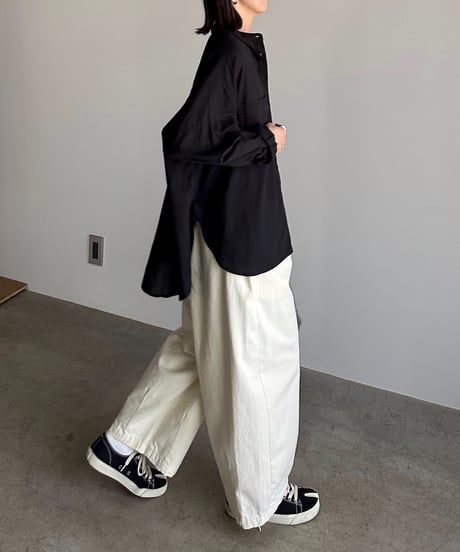 stand collar boyish shirt〈plain〉
