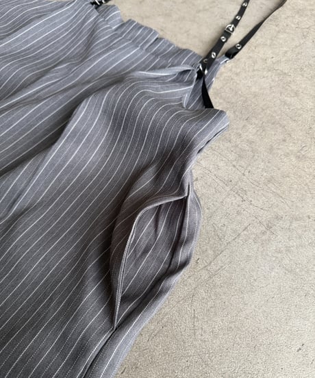 herringbone suspender wide pants