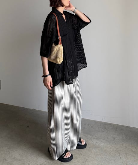 knit lace stripe shirt