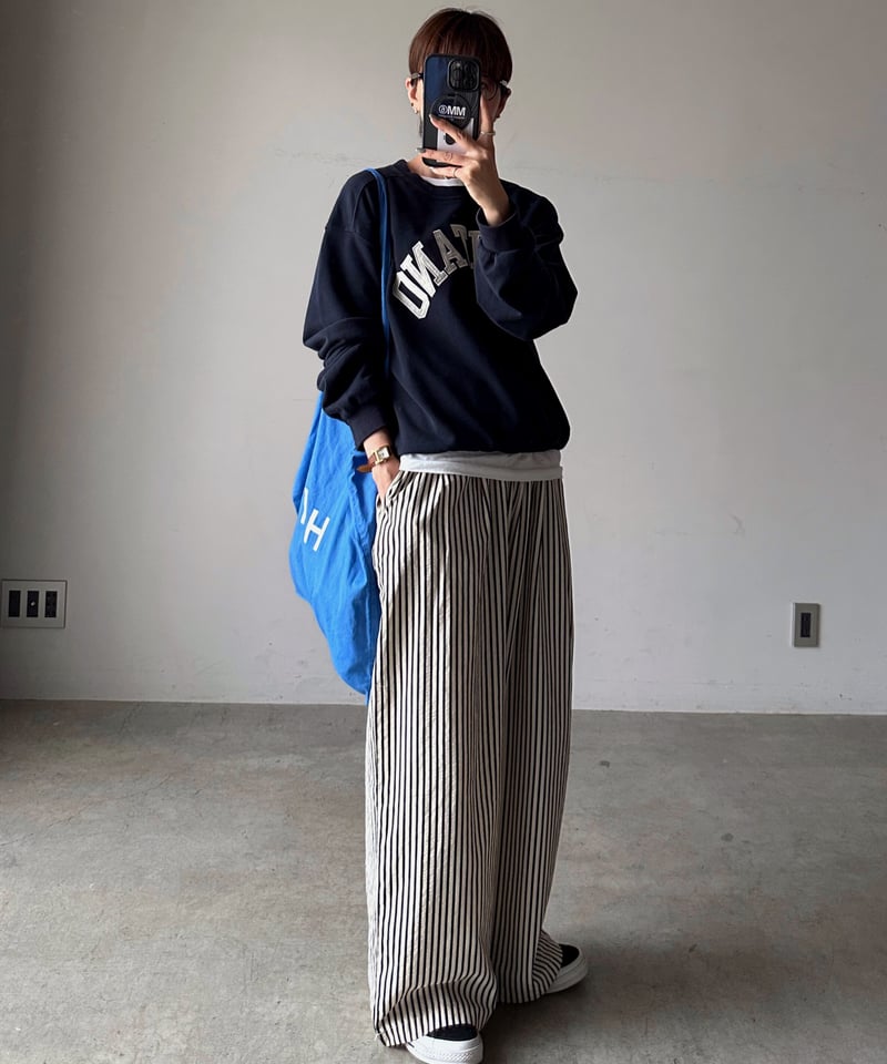 FASHIRU stripe easy pants blue 新品 stripe easy pants | F A S H I R U