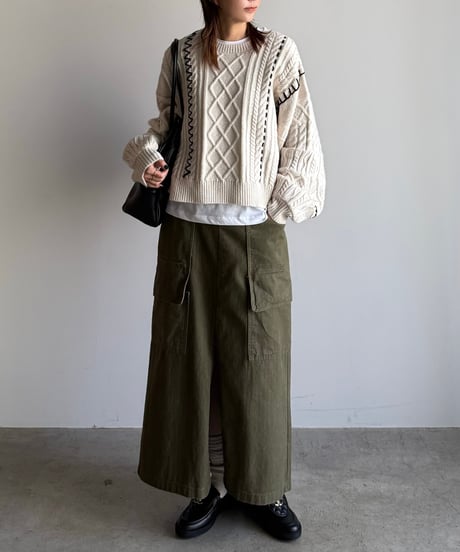 military cargo long skirt
