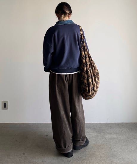 denim collar polo sweat