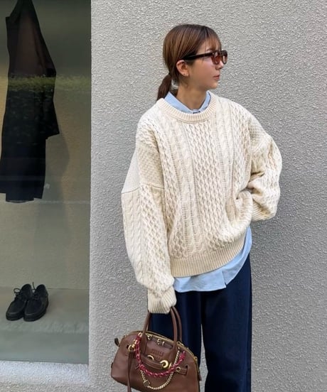 【POPUP】aran cable knit pullover