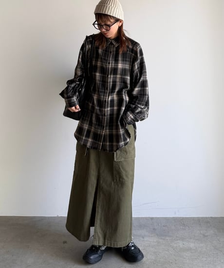 military cargo long skirt