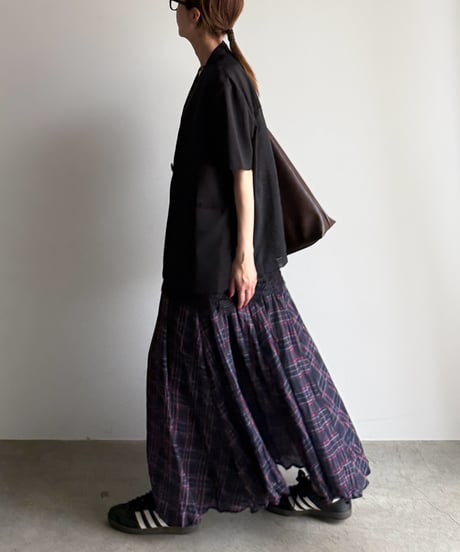 tartan check crinkle skirt