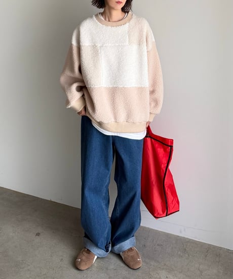 patchwork boa pullover
