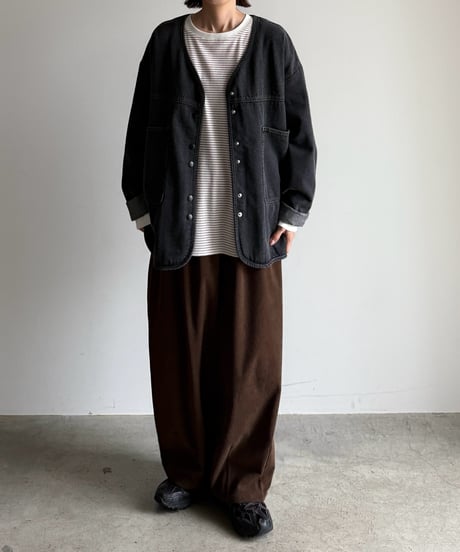 long rib sleeve pullover〈border〉