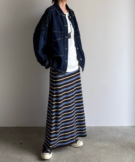 multi border knit skirt
