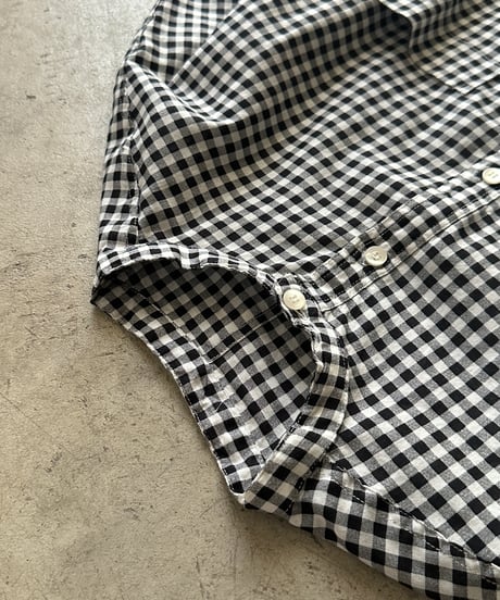 stand collar boyish shirt〈check〉