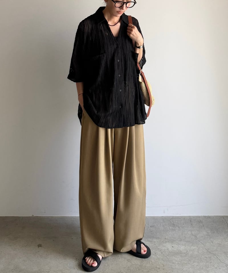 knit lace stripe shirt | ARULLE