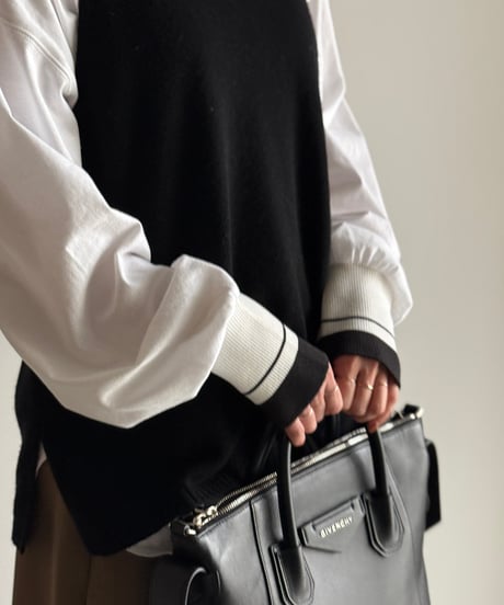 rib color long t-shirt