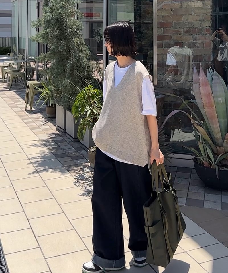 layered linen-like vest【一部予約】 | ARULLE layered linen-like vest【一部予約】 | ARULLE