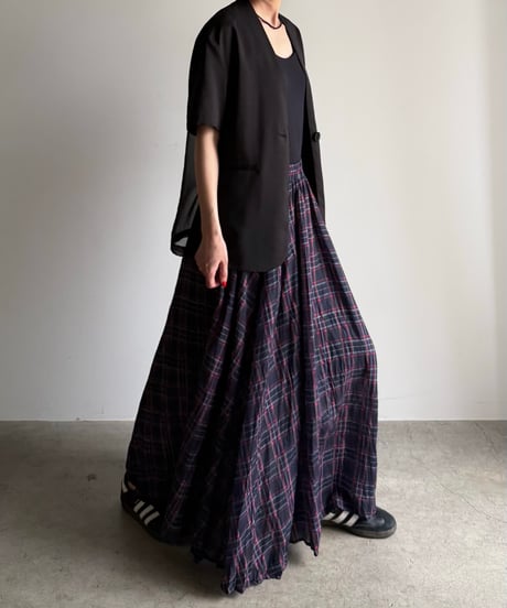 tartan check crinkle skirt