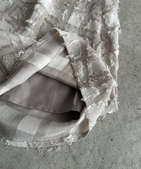 fringe block check skirt