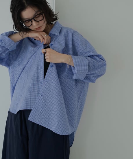 blue pattern shirt