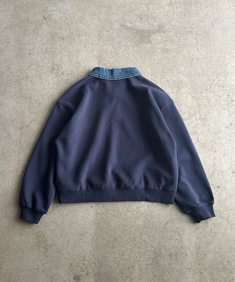 denim collar polo sweat