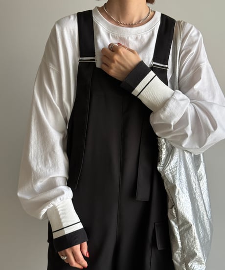 rib color long t-shirt