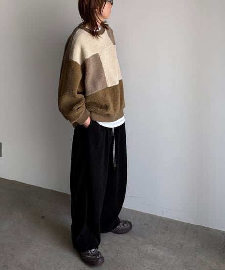 patchwork boa pullover