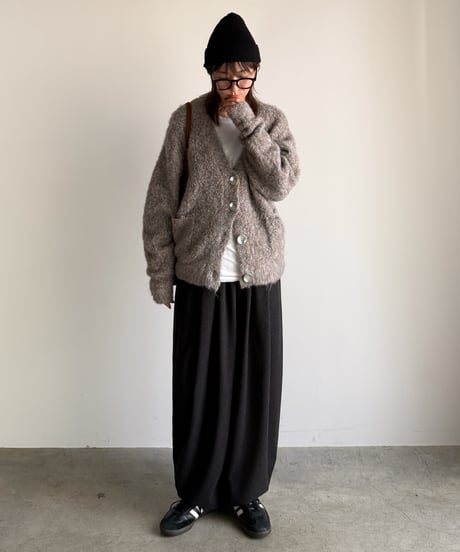 boucle yarn cardigan