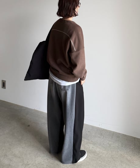 half & half denim pants