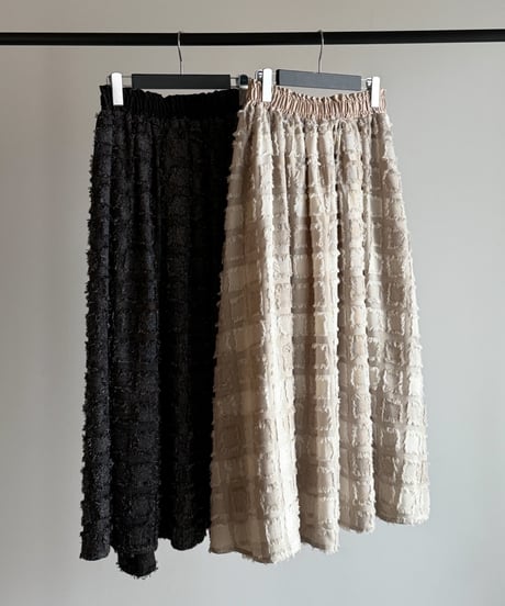 fringe block check skirt