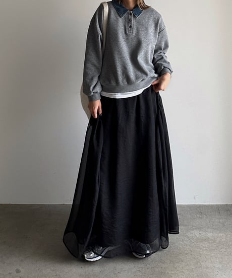 denim collar polo sweat