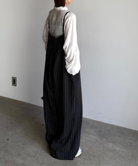 herringbone suspender wide pants