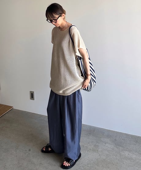 sheer lyocell tuck pants