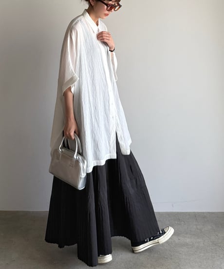 tuck pleats flare skirt