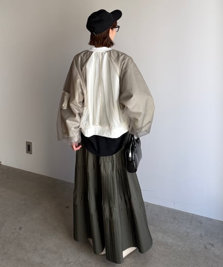 tuck pleats flare skirt