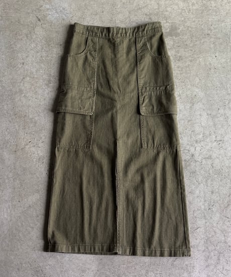 military cargo long skirt