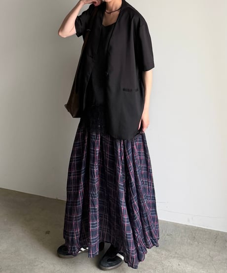 tartan check crinkle skirt