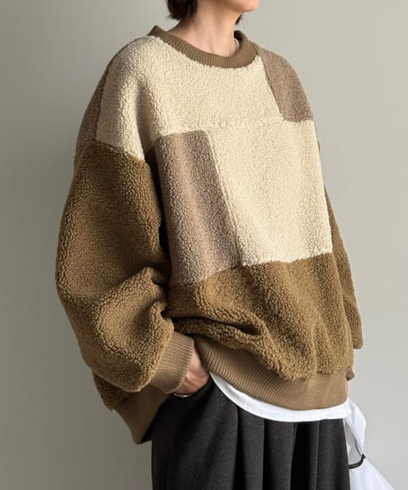 patchwork boa pullover
