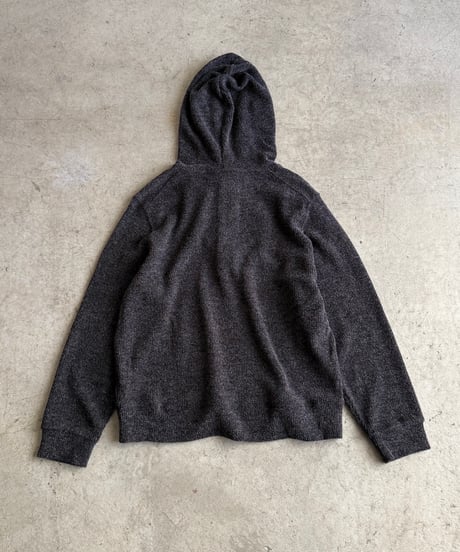 half button knit hoodie