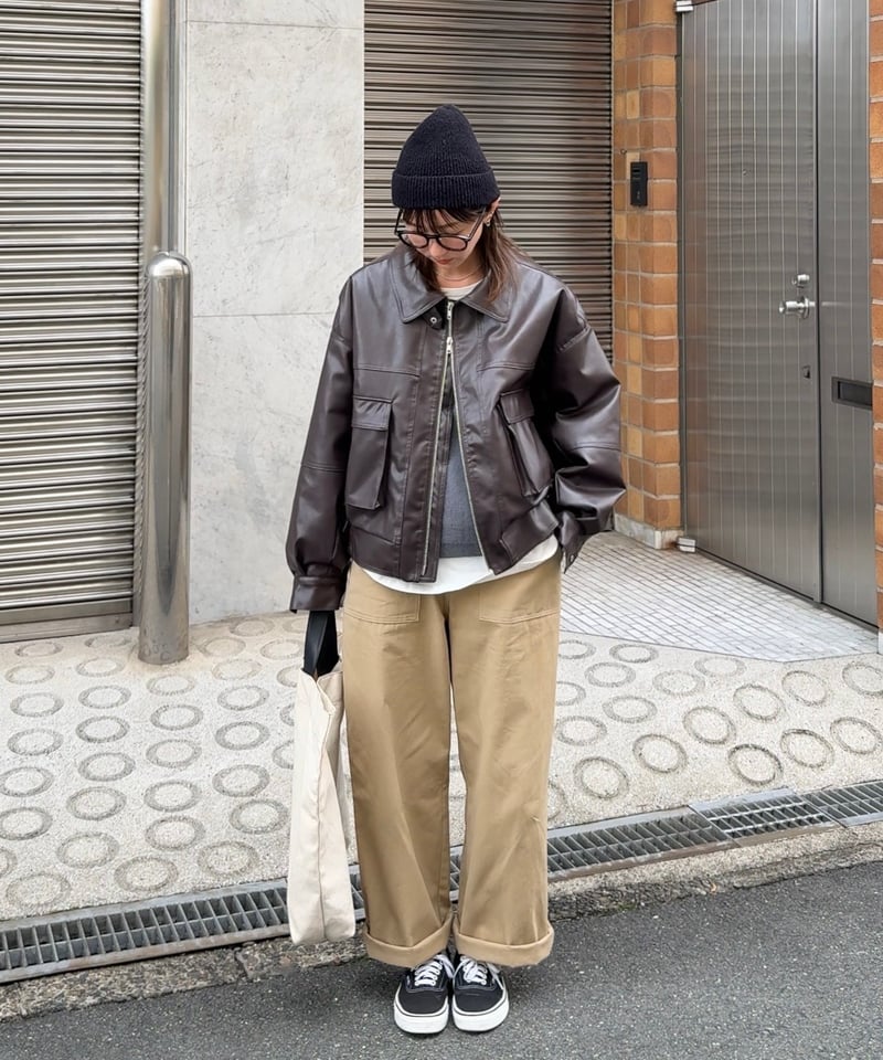 quilting fake leather jacket | ARULLE