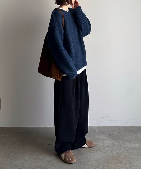 mix color crew neck knit