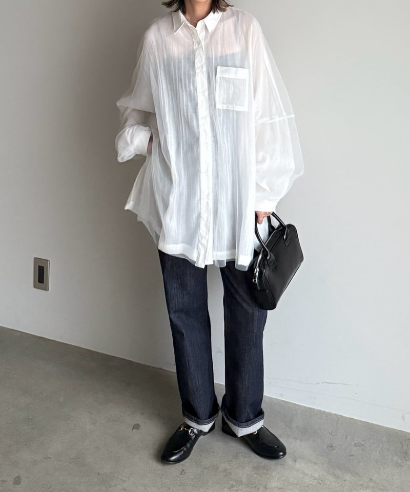 ARULLE/tulle over gauze shirt/グレージュ/ tulle over gauze shirt | ARULLE