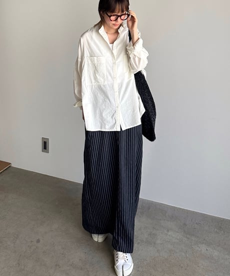 stand collar boyish shirt〈plain〉