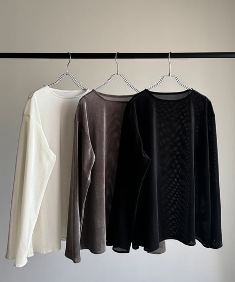 mesh velour pullover