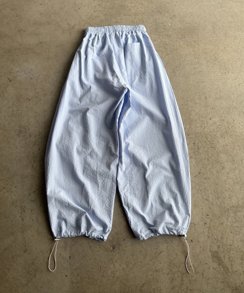 RUSSELUNOR ストライプスポーツパンツ ストライプバイカラーストリングロングワイドパンツ